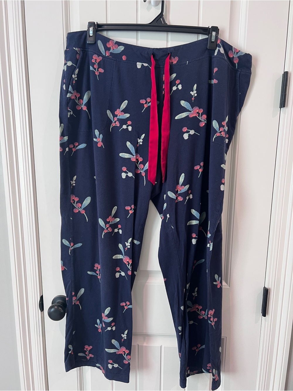 Soma Navy Christmas Berry Pajama Set with Red Piping - Picture 2 of 4